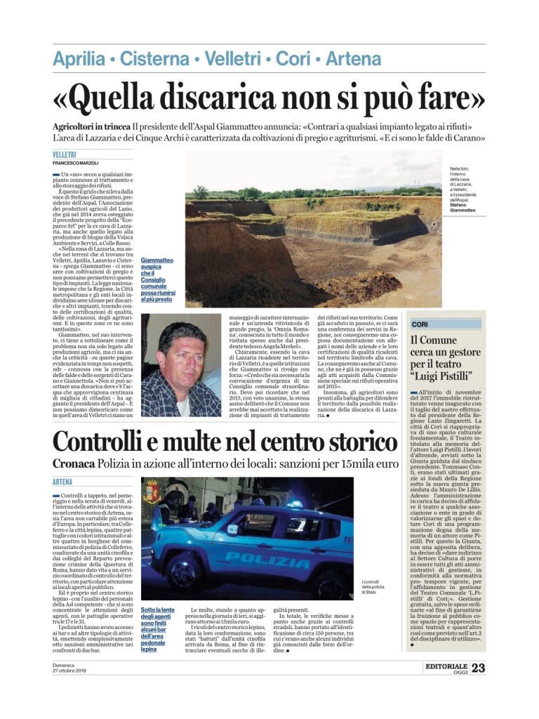 27 ottobre 2019 - Quella discarica non si può fare