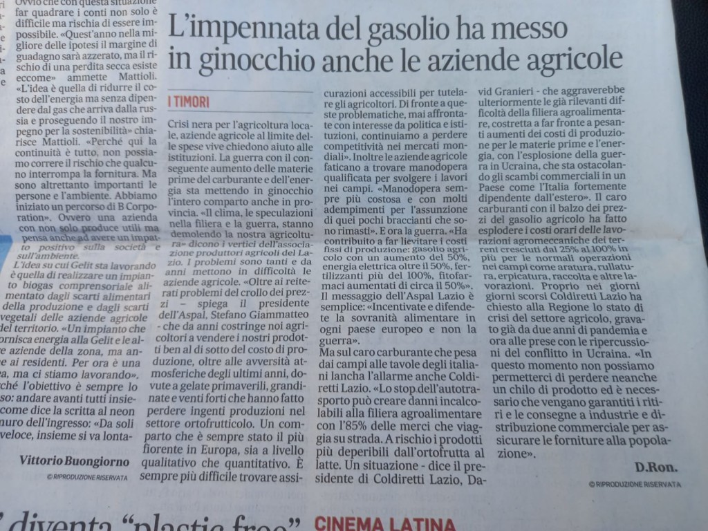 13 marzo - L'impennata del gasolio ha messo in ginocchio anche le aziende agricole