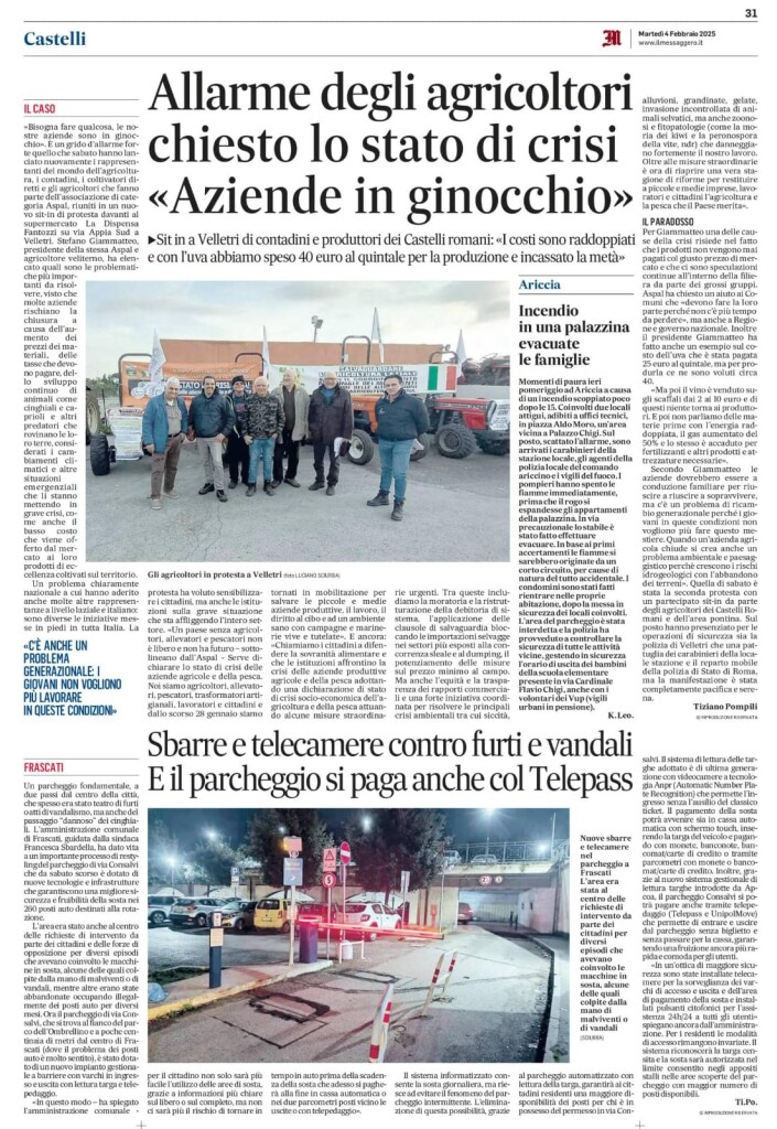4 febbraio - Allarme degli agricoltori chiesto lo stato di crisi "Aziende in ginocchio"