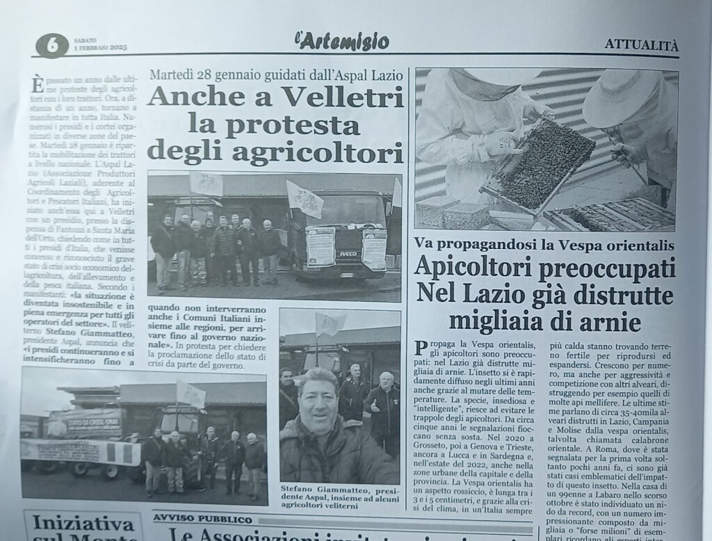 1 febbraio - Anche a Velletri la protesta degli agricoltori