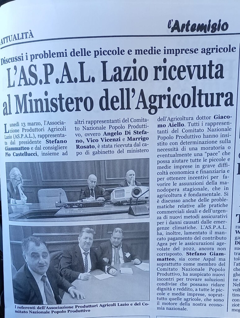 Marzo - L'ASPAL Lazio ricevuta al Ministero dell'Agricoltura